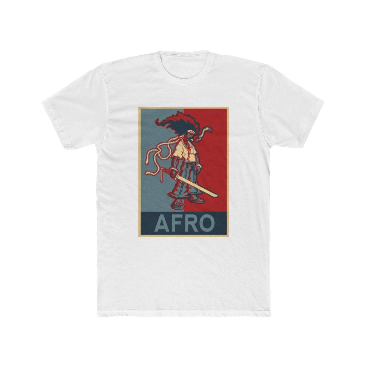 T Shirt - Grey - Propaganda - Pixel Art - Afro Samurai - Afro - Propaganda World